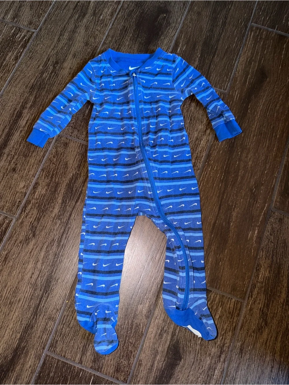 Nike Blue Striped Footed One-Piece